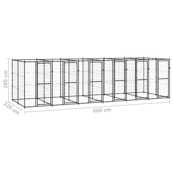 vidaXL udendørs hundebur 14,52 m² stål