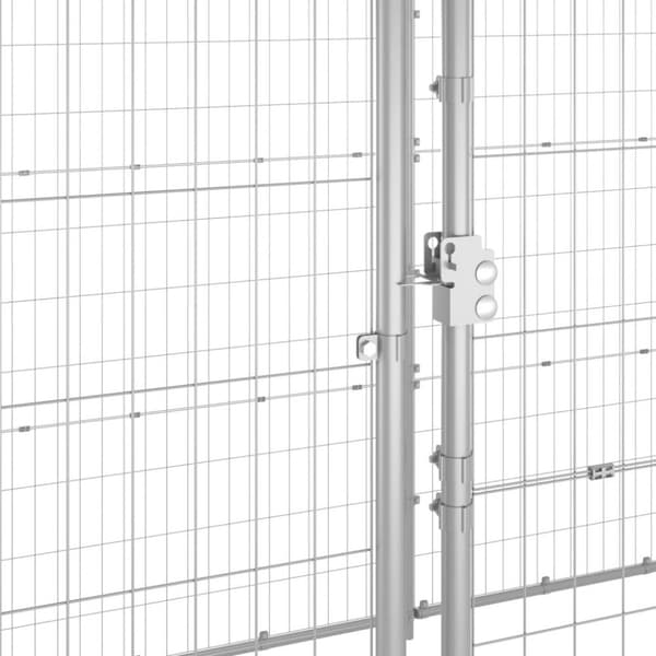 vidaXL Koiran ulkohäkki katolla galvanoitu teräs 7,26 m²