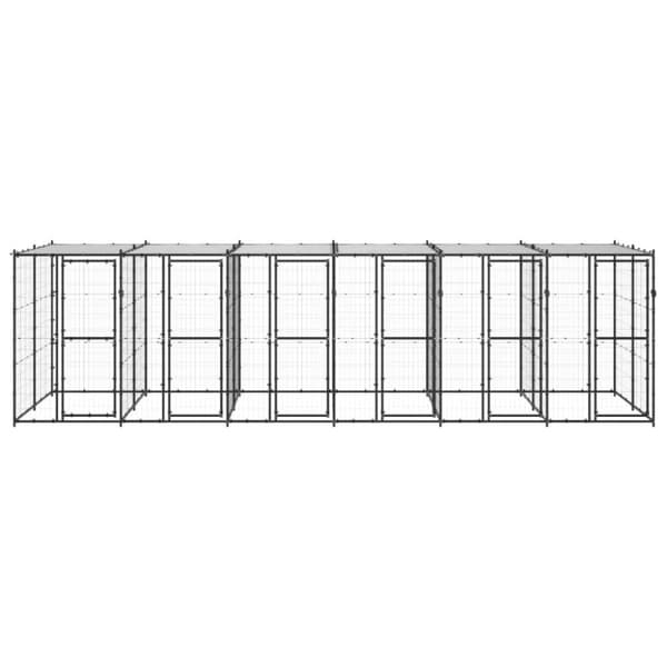 vidaXL Koiran ulkohäkki katolla teräs 14,52 m²