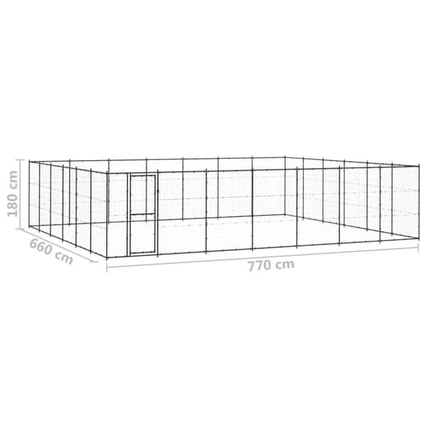 vidaXL Hundgård för utomhusbruk stål 50,82 m²