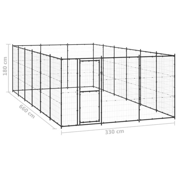 vidaXL Hundgård för utomhusbruk stål 21,78 m²