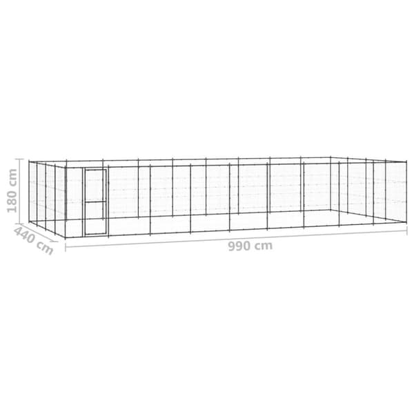 vidaXL Koiran ulkohäkki teräs 43,56 m²