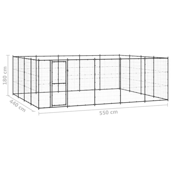 vidaXL udendørs hundebur 24,2 m² stål