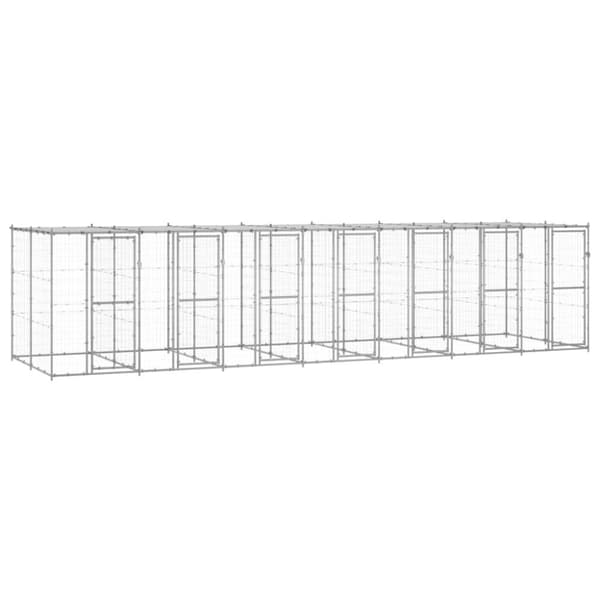 vidaXL udendørs hundebur med tag 16,94 m² galvaniseret stål