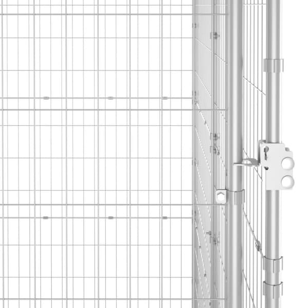 vidaXL Koiran ulkohäkki katolla galvanoitu teräs 14,52 m²