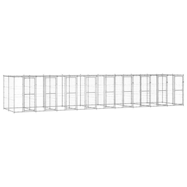 vidaXL udendørs hundebur med tag 21,78 m² galvaniseret stål