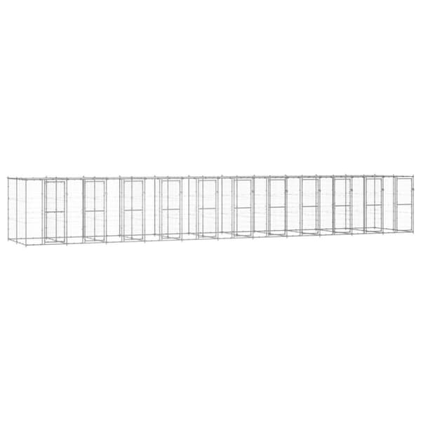 vidaXL udendørs hundebur med tag 26,62 m² galvaniseret stål