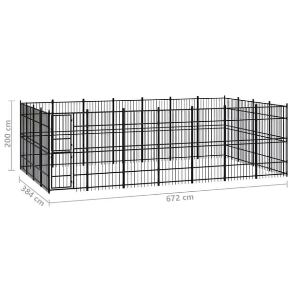 vidaXL Utendørs hundegård stål 25,8 m²