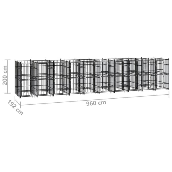 vidaXL udendørs hundeløbegård 18,43 m² stål