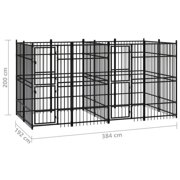 vidaXL Utendørs hundegård stål 7,37 m²