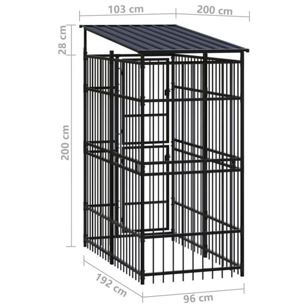 vidaXL Koiran ulkohäkki katolla teräs 1,84 m²