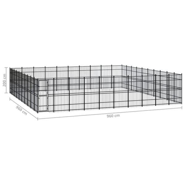 vidaXL Koiran ulkohäkki teräs 92,16 m²