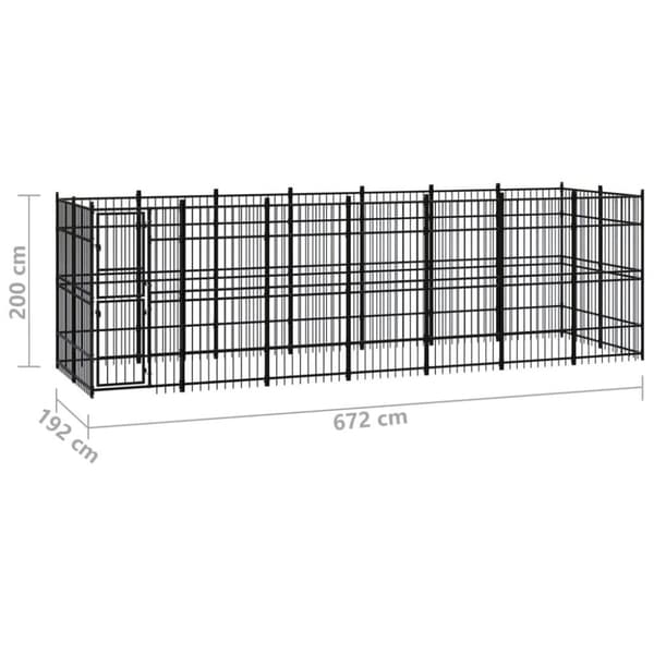 vidaXL Koiran ulkohäkki teräs 12,9 m²