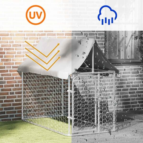 vidaXL Utendørs hundegård med tak 200x100x150 cm