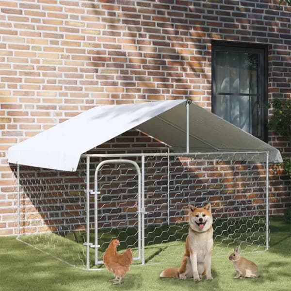 vidaXL Utendørs hundegård med tak 200x200x150 cm
