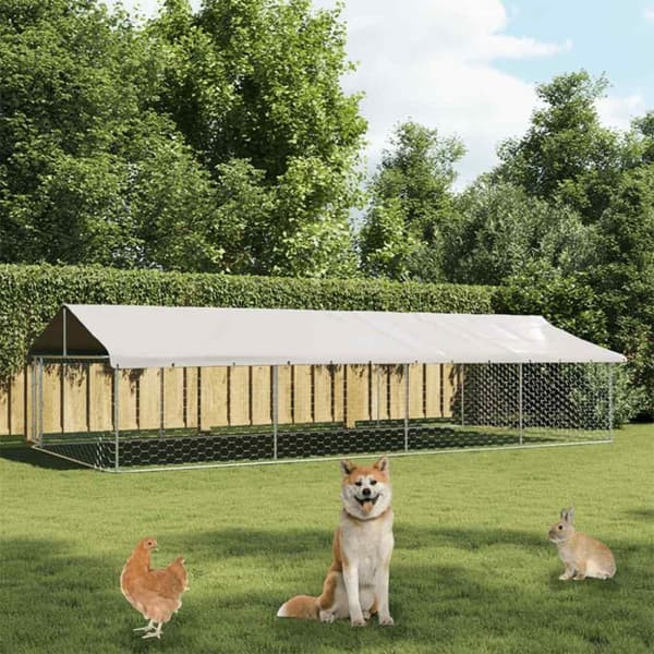 vidaXL Koiran ulkohäkki katoksella 600x300x150 cm