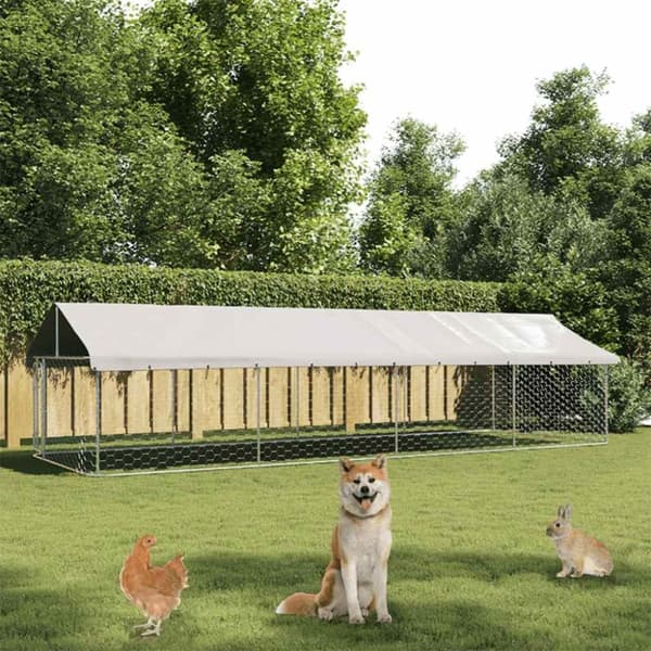 vidaXL Koiran ulkohäkki katoksella 600x200x150 cm
