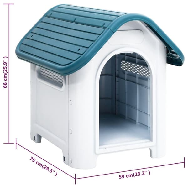 vidaXL Hundehus blå 59x75x66 cm polypropylen