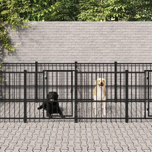 vidaXL Utendørs hundegård stål 18,77 m²