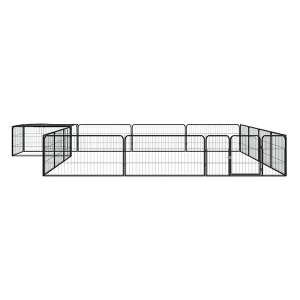 vidaXL 16-panels hundegård 100x50 cm pulverlakeret stål sort