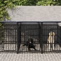Miniatyrbilde 2 av 7: vidaXL Utendørs hundegård med tak stål 16,89 m²