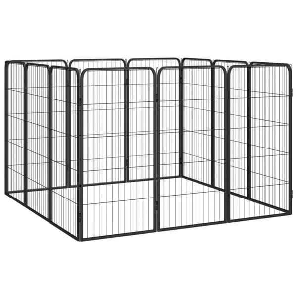vidaXL 12-panels hundegård 50x100 cm pulverlakeret stål sort