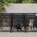 Miniatyrbilde 2 av 7: vidaXL Utendørs hundegård med tak stål 13,14 m²
