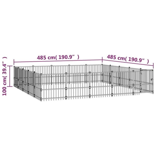 vidaXL Koiran ulkohäkki teräs 23,52 m²