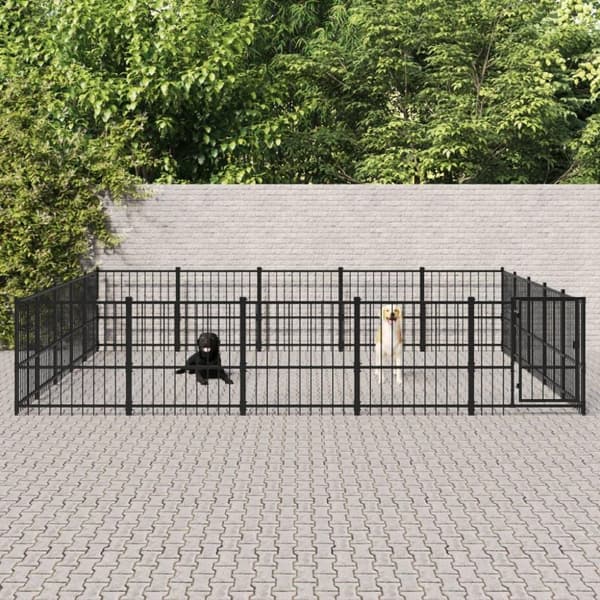 vidaXL Koiran ulkohäkki teräs 23,52 m²
