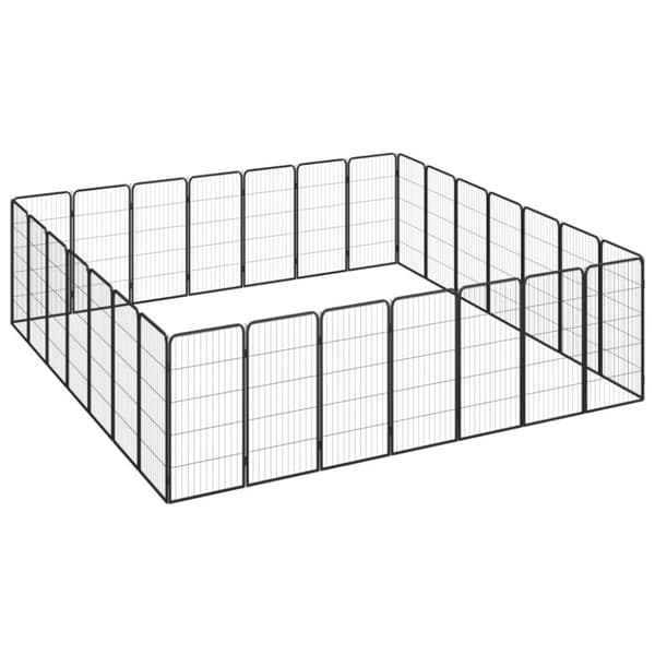 vidaXL Koiranhäkki 28 paneelia musta 50x100 cm jauhemaalattu teräs