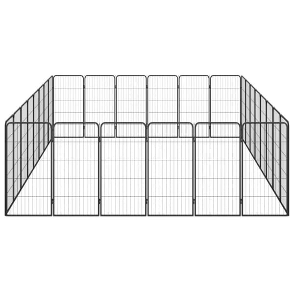 vidaXL Koiranhäkki 28 paneelia musta 50x100 cm jauhemaalattu teräs