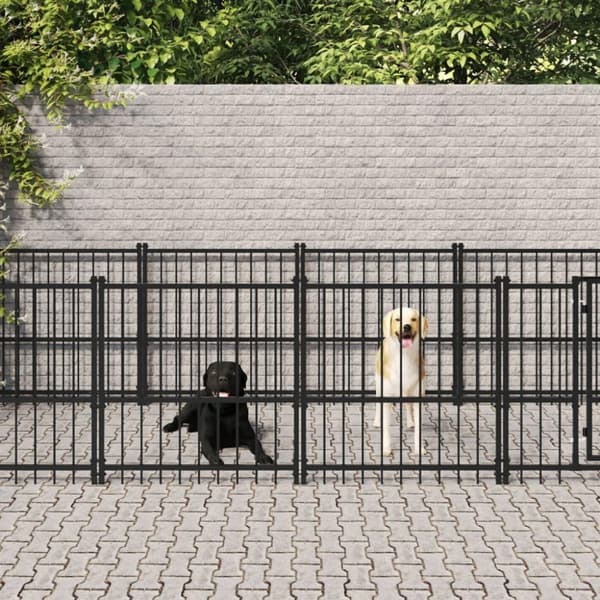vidaXL udendørs hundegård 11,26 m² stål