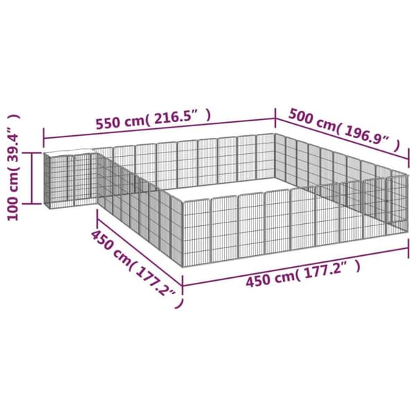 vidaXL 42-panels hundegård 50x100 cm pulverlakeret stål sort