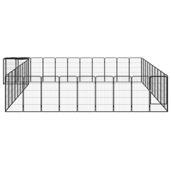 vidaXL 42-panels hundegård 50x100 cm pulverlakeret stål sort