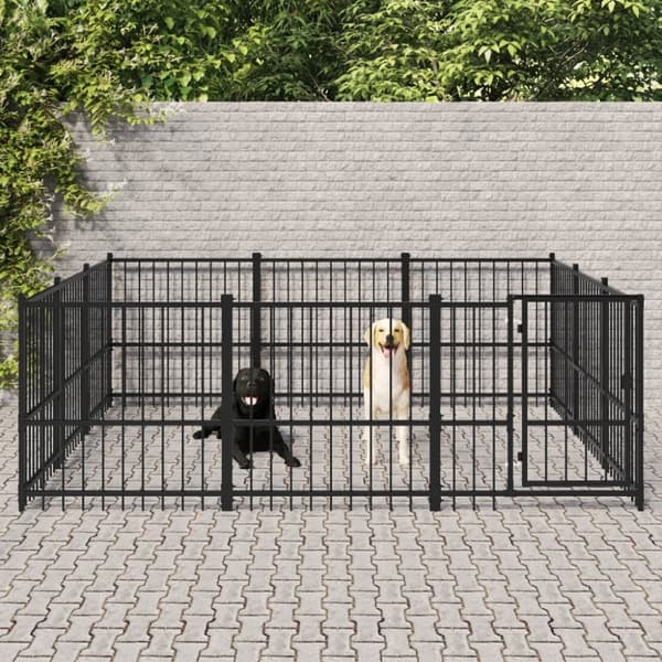 vidaXL Utendørs hundegård stål 8,47 m²
