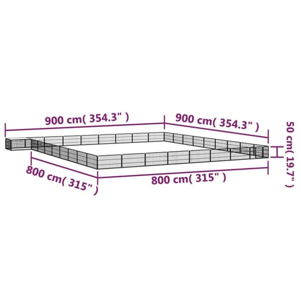 vidaXL 36-panels hundegård 100x50 cm pulverlakeret stål sort