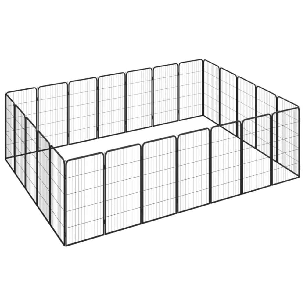 vidaXL Hundbur 24-paneler svart 50x100 cm pulverlackerat stål