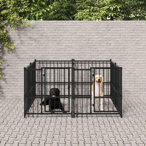 vidaXL Utendørs hundegård stål 3,75 m²