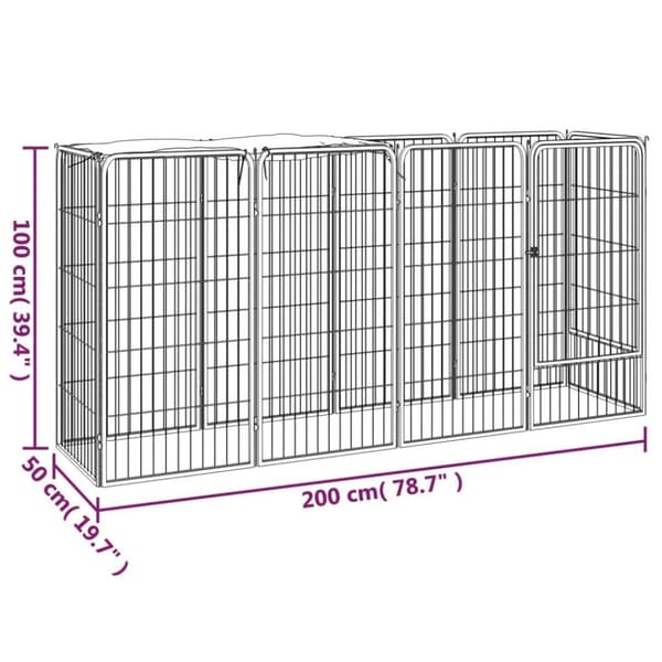 vidaXL 10-panels hundegård 50x100 cm pulverlakeret stål sort