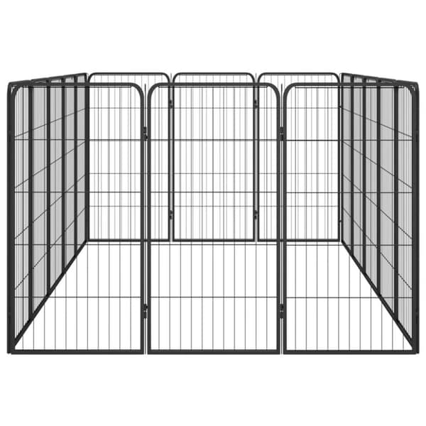 vidaXL Koiranhäkki 16 paneelia musta 50x100 cm jauhemaalattu teräs
