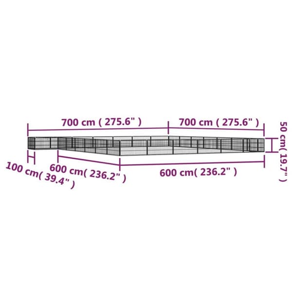vidaXL Hundegrind med 28 paneler svart 100x50 cm pulverlakkert stål