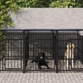 Miniatyrbilde 2 av 7: vidaXL Utendørs hundegård med tak stål 11,26 m²