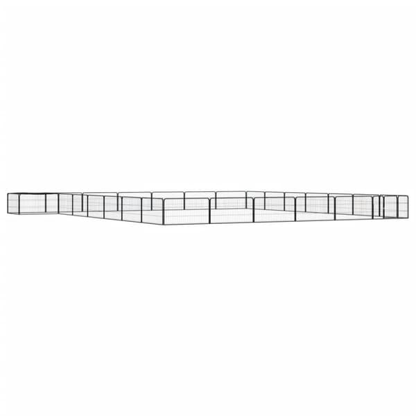vidaXL 28-panels hundegård 100x50 cm pulverlakeret stål sort