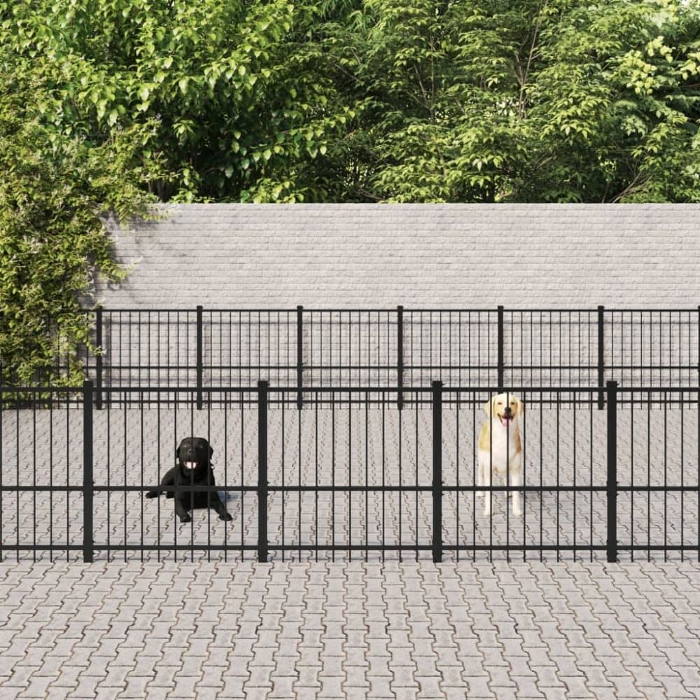 vidaXL Hundgård för utomhusbruk stål 65,86 m²