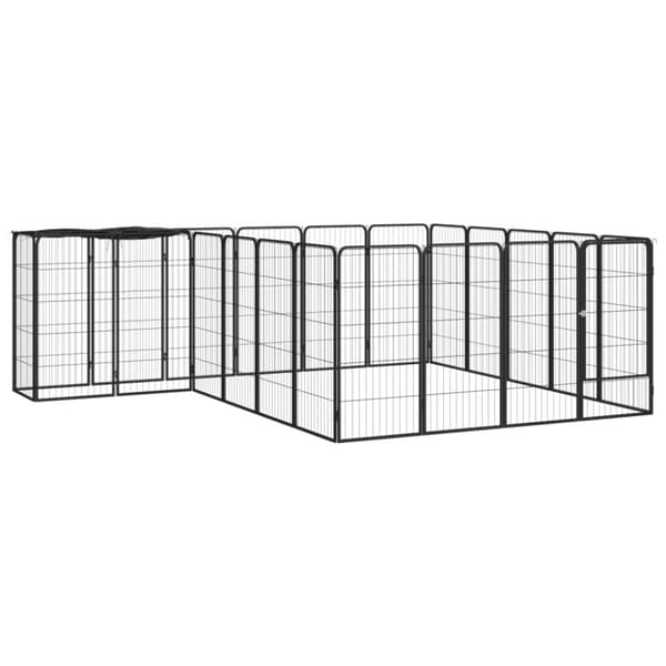 vidaXL 22-panels hundegård 50x100 cm pulverlakeret stål sort