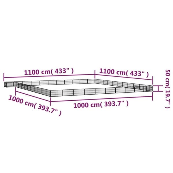 vidaXL Koiranhäkki 44 paneelia musta 100x50 cm jauhemaalattu teräs