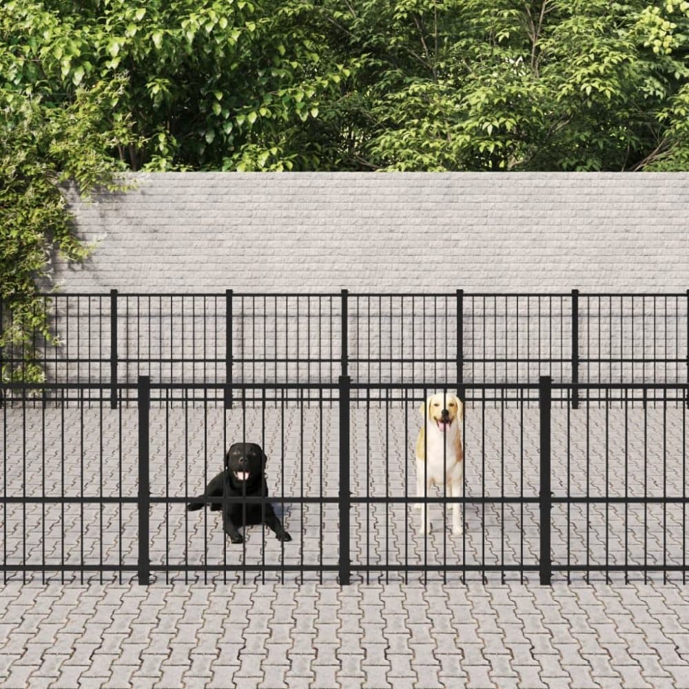 vidaXL Hundgård för utomhusbruk stål 45,16 m²