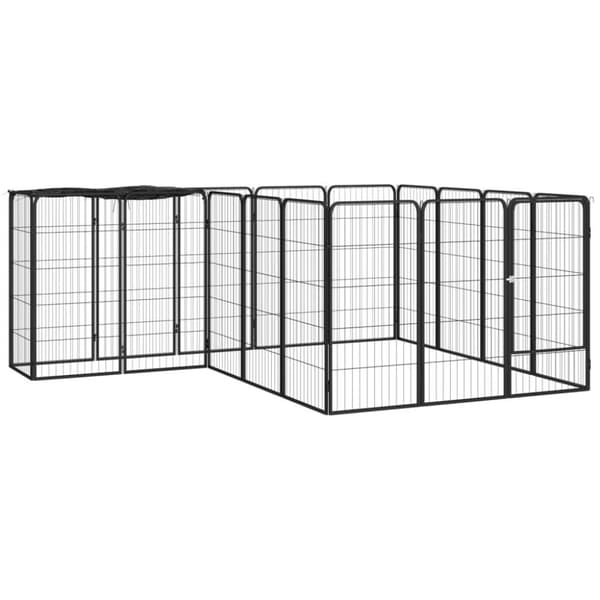 vidaXL 18-panels hundegård 50x100 cm pulverlakeret stål sort
