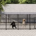 Miniatyrbilde 1 av 7: vidaXL Utendørs hundegård med tak stål 11,26 m²