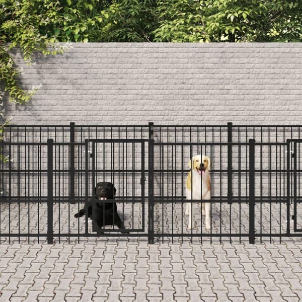 vidaXL Utendørs hundegård stål 15,02 m²